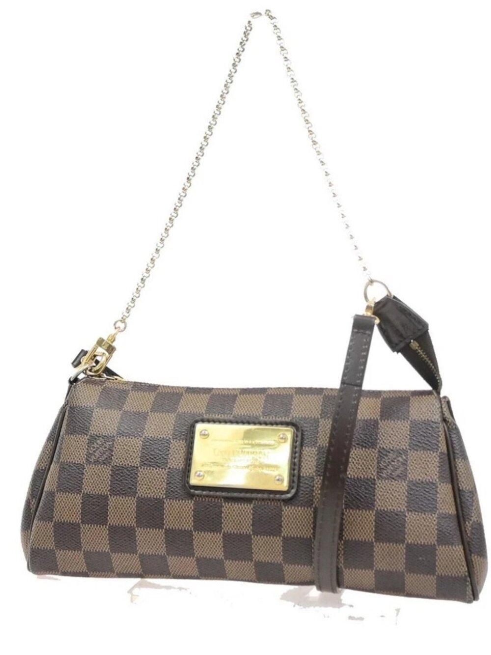 LOUIS VUITTON Eva Chain Shoulder Bag Damier Ebene Leather Brown